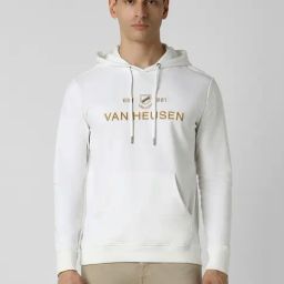 Van Heusen White Regular fit Embroidery Casual Hoodie-image-32