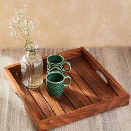 Fabindia Home Sheesham Brown Wood Tray-39