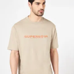 Street 808 By Pantaloons Beige Cotton Boxy Fit T-Shirt-picture-9