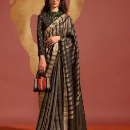 Odette Black Viscose Rayon Woven Design Saree with Unstitched Blouse Piece-image-77