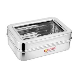 Rudra Silver Stainless Steel Container with See Through Lid-23