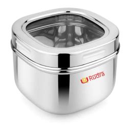 Rudra Silver Stainless Steel Container with See Through Lid-24