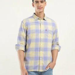 Levi's Light Blue Cotton Slim Fit Checks Shirt-picture-2