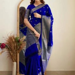 Anjaneya Sarees Blue Silk Woven Saree With Unstitched Blouse-image-97