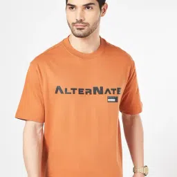 Street 808 By Pantaloons Brown Cotton Boxy Fit Printed T-Shirt-picture-0