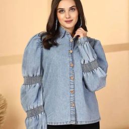 Melon By plusS Blue Cotton Plain Shirt-image-19