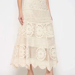 MADAME Beige Self Pattern Skirt-18
