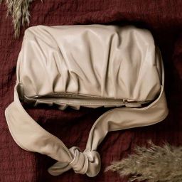 HauteSauce Beige Medium Duffel Bag with A Knotted Strap-image-93