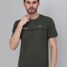 Cantabil Men Solid Round Neck Cotton T-Shirt-image-15