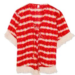 Kiddopanti Kids Red Printed Shrug-19
