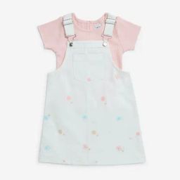 HOP Kids by Westside Off-White Cotton Pinafore with T-Shirt Set-image-69