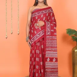 Ravi Janki Suit & Sarees Floral Printed Pure Cotton Saree With Blouse-picture-30