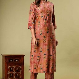 Rouhab Women Floral Printed Regular Kurta with Trousers-image-100