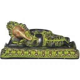 Exotic India Green & Black Ganesha Brass Idol Showpiece-image-24