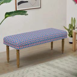 Chumbak Nawaab Ikat Blue Sheesham Wood Bench-18