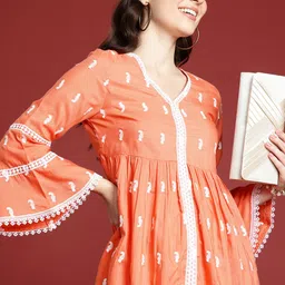 Anouk Ethnic Motifs Embroidered Kurti with Sharara-41