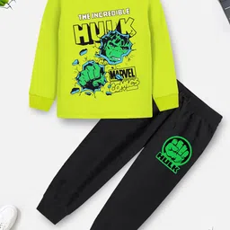 YK Marvel Boys Printed Long Sleeves T-shirt with Trousers-19