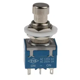 RS PRO Push Button Switch Latching PCB 12.2 mm Cutout SPDT, 8466726-44