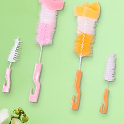 Baby Moo Twist And Turn  Bottle And  Nipple Cleaning Brush Set of 4 - Yellow Pink-95