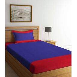 Arrabi Cotton Single Bedsheet and Pillow Cover  Red-image-7