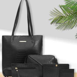 Bagsy Malone Women's Vegan Leather Stylish Tote Bag Pack of 5 | Ladies Purse Handbag-20
