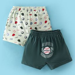 Revvo Junior Cotton Knit Briefs Baseball Print Pack Of 2 - Green-image-14