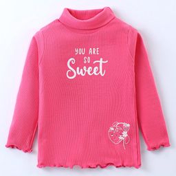 CUCUMBER Interlock Full Sleeves Bunny & Text Printed Top - Deep Pink-image-21