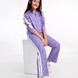 Ollington St. Cotton Knit Full Sleeves Front Zipper Hoodie & Track Pants Winter Wear Co-Ord Set With Leopard Print - Lilac-image-88