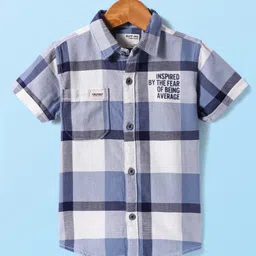 Ruff Cotton Woven Half Sleeves Checkered Shirt - Light Blue-picture-30