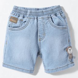 Little Kangaroos Knee Length Solid Denim Shorts With Animal Applique - Blue-picture-20
