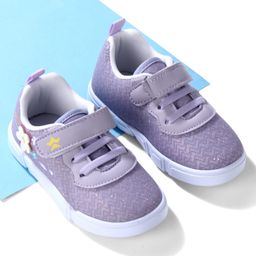 Cute Walk by Babyhug Velcro Closure Sneaker Shoes With Floral Applique - Purple-picture-21