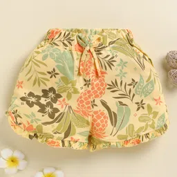 Biskid Cotton Knit Floral Printed Shorts - Gold-picture-16