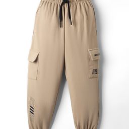 Smarty Boys Looper Knit Full Length Lounge Pant With Text Print - Khaki-image-94