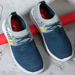 TRASE Colour Blocked & Abstract Designed Lace Up Sneakers - Blue & Yellow-image-30