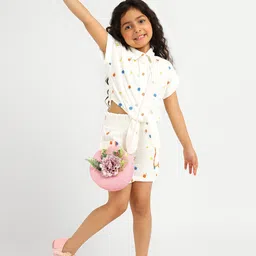 Somersault Girls Embroidered Pure Cotton Shirt With Shorts-image-52
