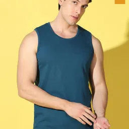 WOOSTRO 2-Pcs Odour-Free Combed Cotton Innerwear Vests VWS26(PLAIN PEACOCK)(98 MUSTARD)-image-82