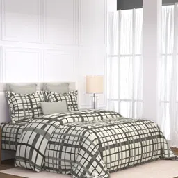 LABHAM Black & Beige Geometric 180 TC King Bedsheet with 2 Pillow Covers-13