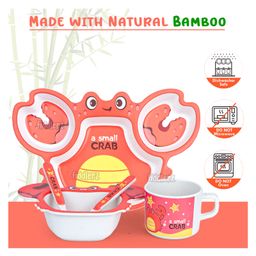 Fiddlerz Bamboo Baby Tableware Dinning Set Crab Design Pack of 5 - Multicolor image 4