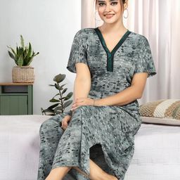 LIFE-TALE Women Green Satin Nightdress-image-94