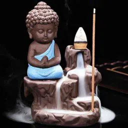 CRAFTAM Black & Blue Buddha Smoke Backflow Fountain With 1 Scented Cone-picture-43