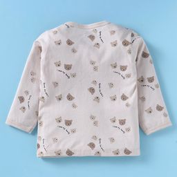 Pink Rabbit Sinker Knit Full Sleeves Front Open Vests Teddy Bear Print Pack of 2 - Beige & Sky Blue image 5