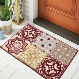 Saral Home Beige & Maroon Ethnic Motifs AntiSlip Textured Doormats-picture-19