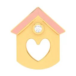 P.C. Chandra Jewellers 14k Yellow Gold Little Home Shape A White Stone Pendant-image-14