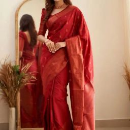 Anjaneya Sarees Red Silk Woven Saree With Unstitched Blouse-picture-36