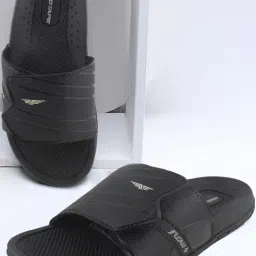 Red Tape Men's Black Slides-image-71