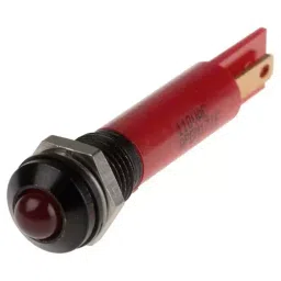 RS PRO Red Panel Mount Indicator 110V AC, Mounting Hole Size 8 mm, IP Rating IP67, Model No 8462721-14