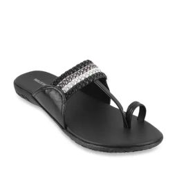 Walkway Women's Black Toe Ring Sandals-image-23