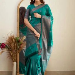 Anjaneya Sarees Green Silk Woven Saree With Unstitched Blouse-picture-16