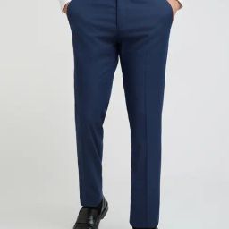 Raymond Blue Slim Fit Flat Front Trousers-image-81
