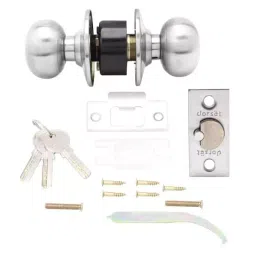 Dorset 70 mm Silver Satin Finish Stainless Steel Cylindrical Knob Lock, ETTOSS(70mm)-20